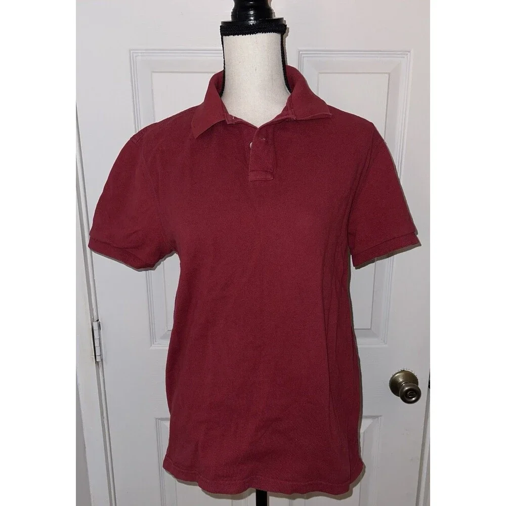 J Crew Shirt Men’s Medium Red Polo Short Sleeve Collar Solid Pullover